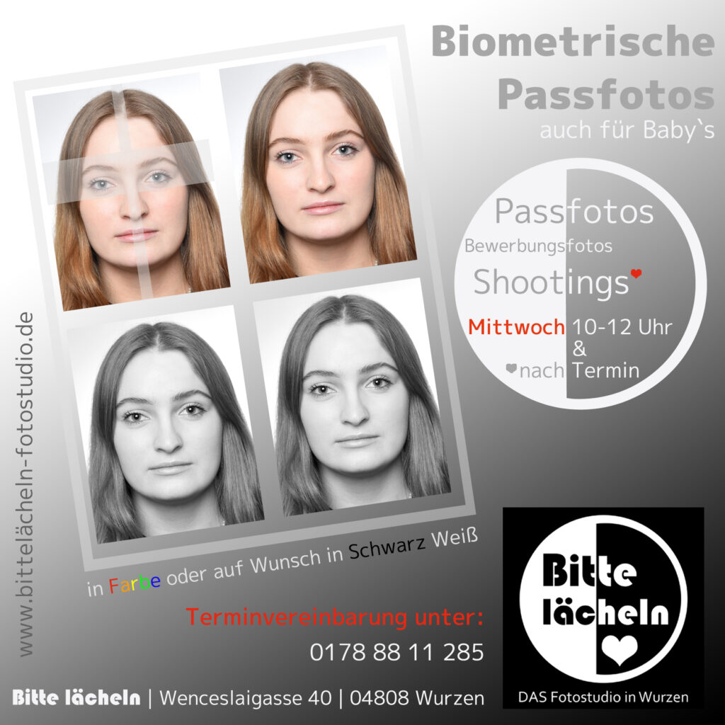 Biometrische Pass Fotos Farbe schwarz weiß